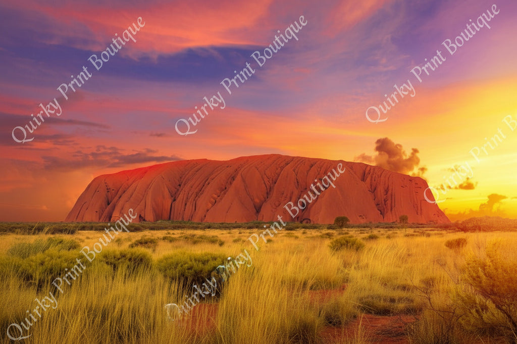 Printumo Uluru canvas print featuring a vibrant, detailed illustration of the iconic Australian sandstone formation.