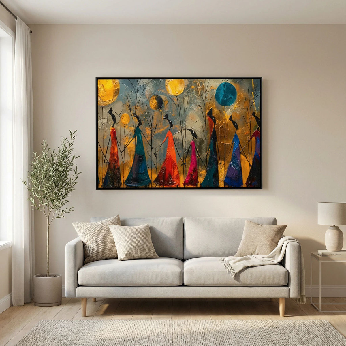 Stylized Silhouettes Tribal African Canvas Art