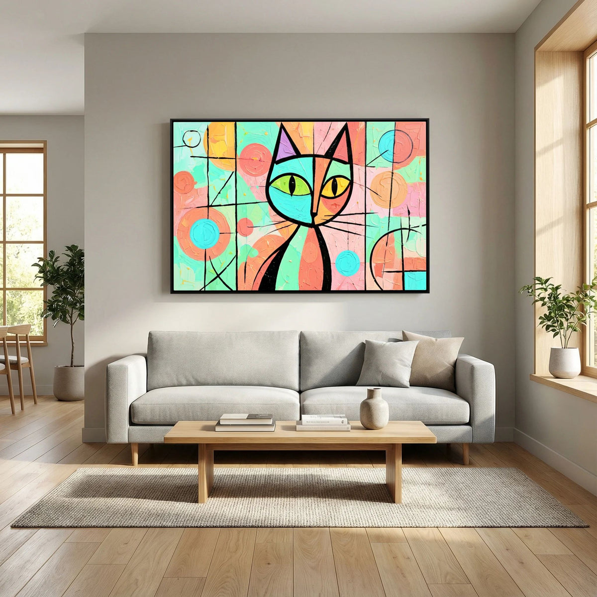 Stained Glass whiskers' 2 - Modern Abstract Picasso Style Canvas Art - Copy