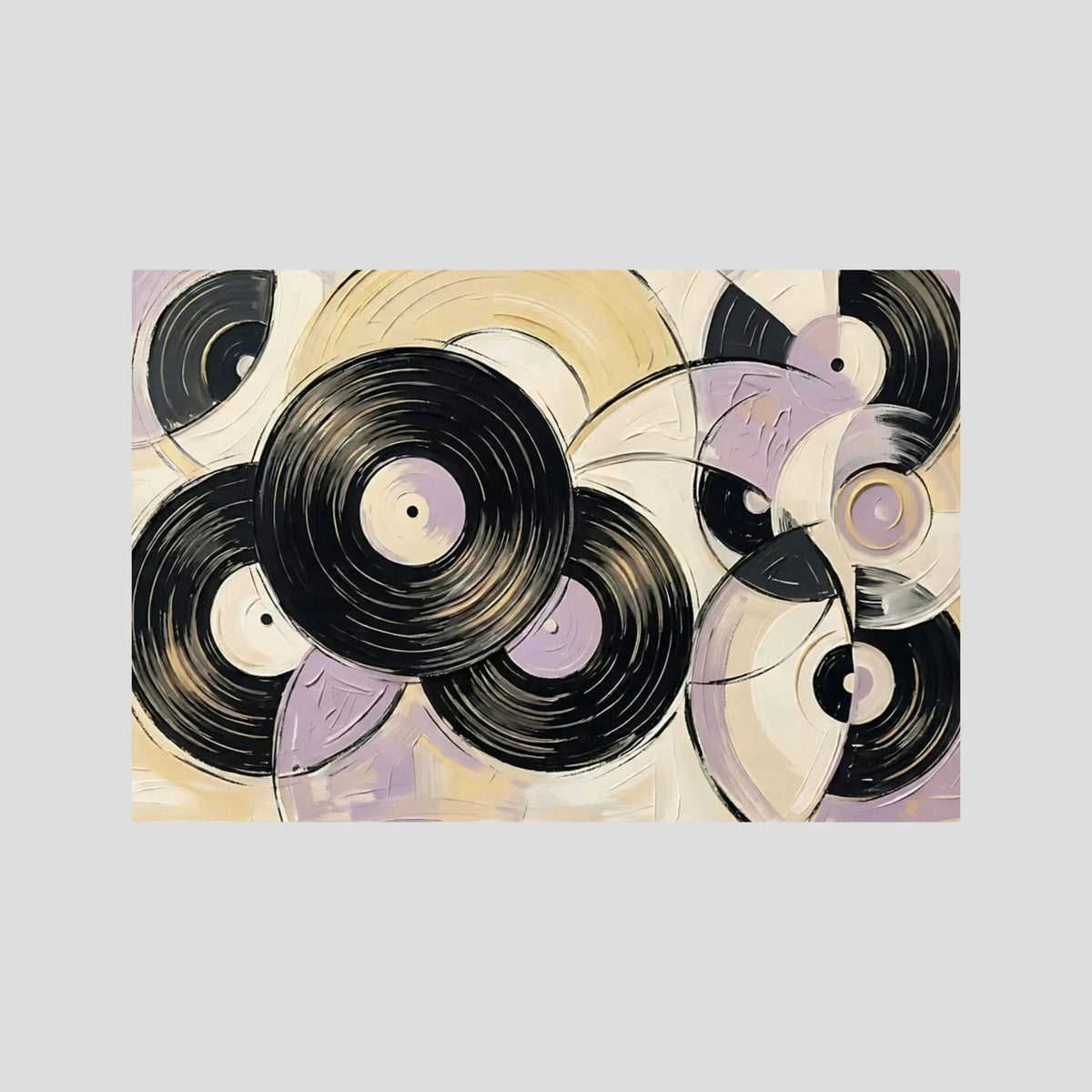 Vinyl purest yellow & mauve canvas wall art