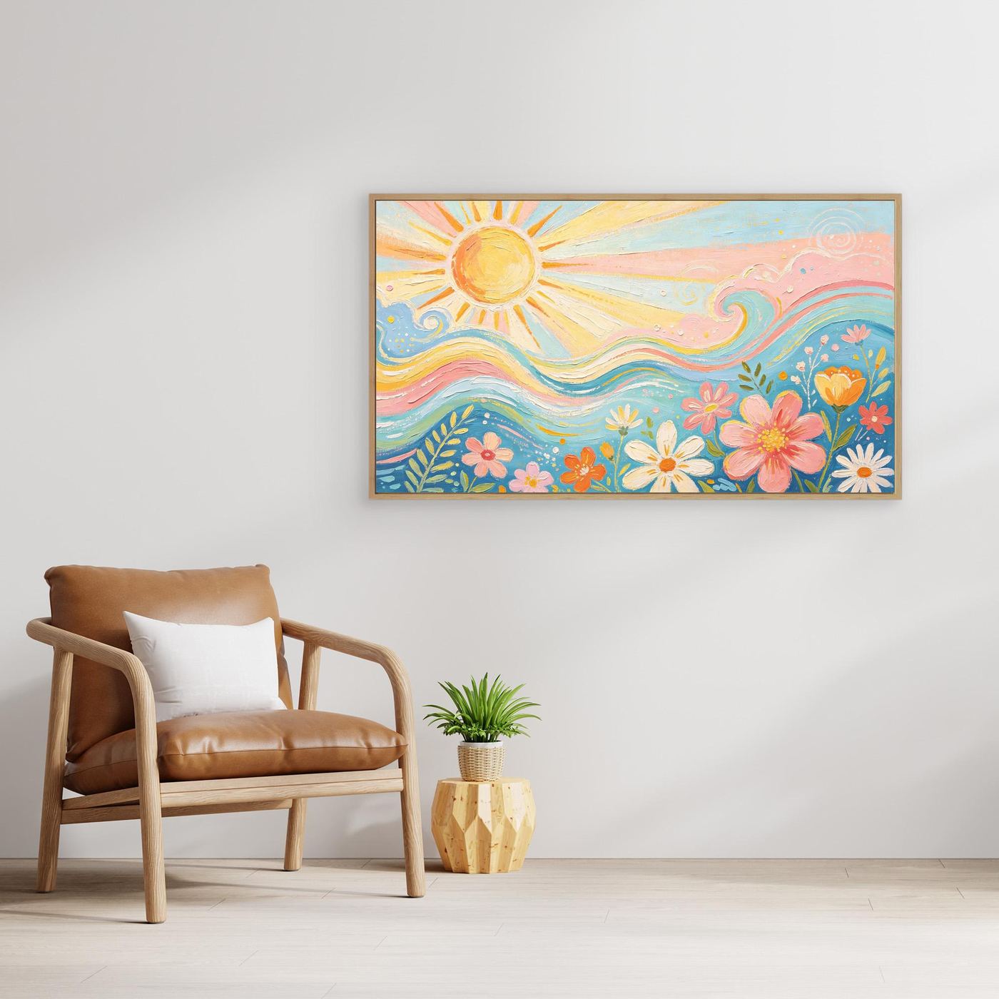 Azure Breeze & Petals Canvas Wall Art