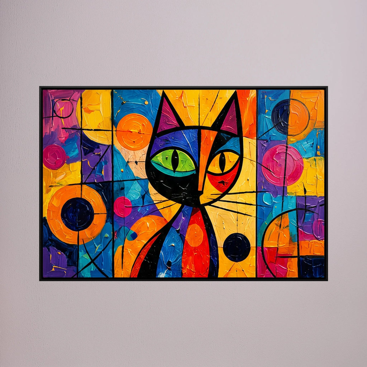 Stained Glass Whisker - Modern Abstract Picasso style Cat Canvas Wall Art - Copy