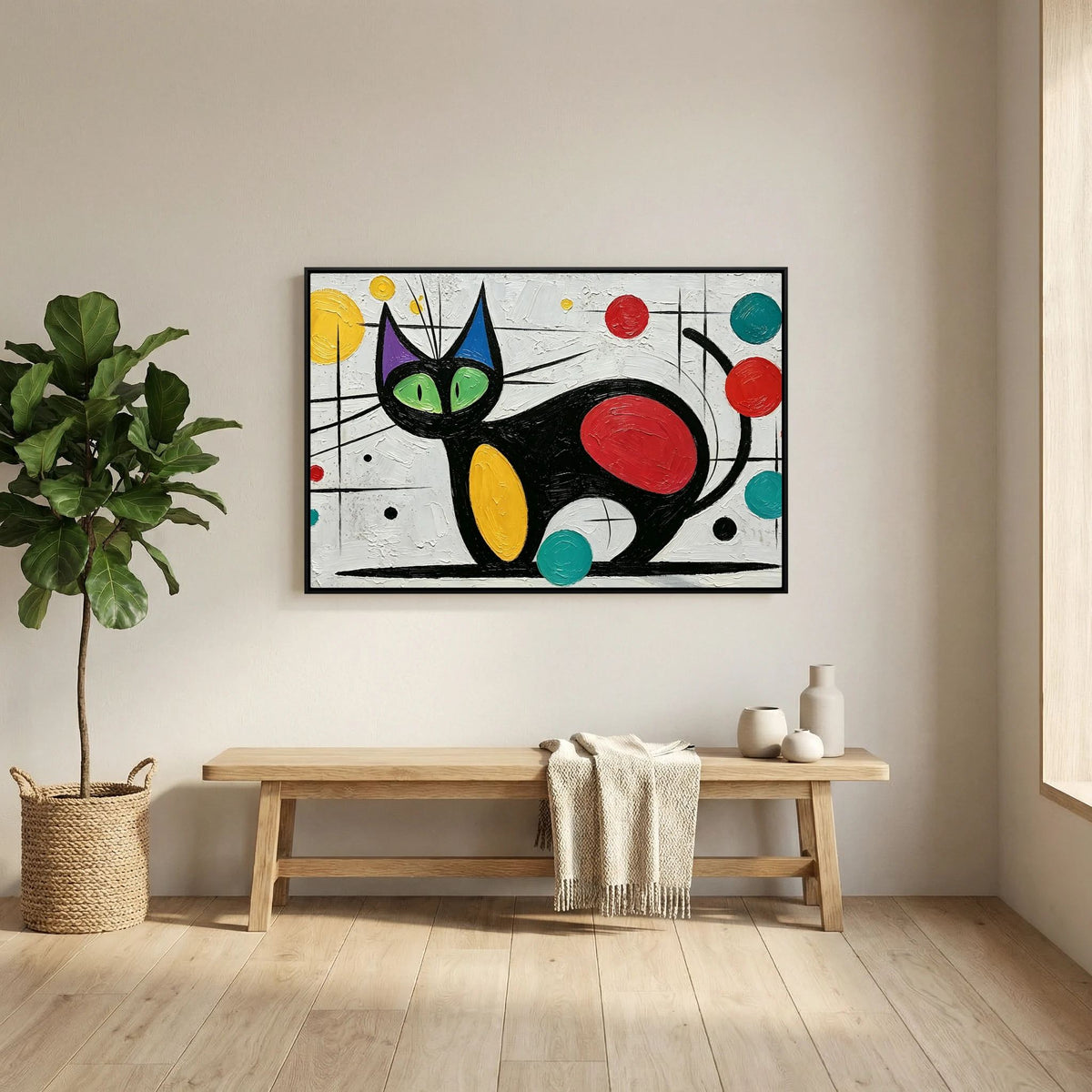 Atomic Feline Red/Yellow Canvas wall Art