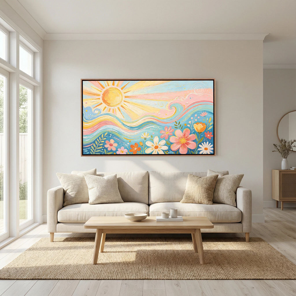 Azure Breeze & Petals Canvas Wall Art