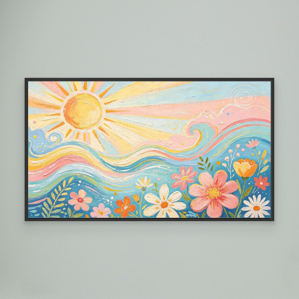 Azure Breeze & Petals Canvas Wall Art