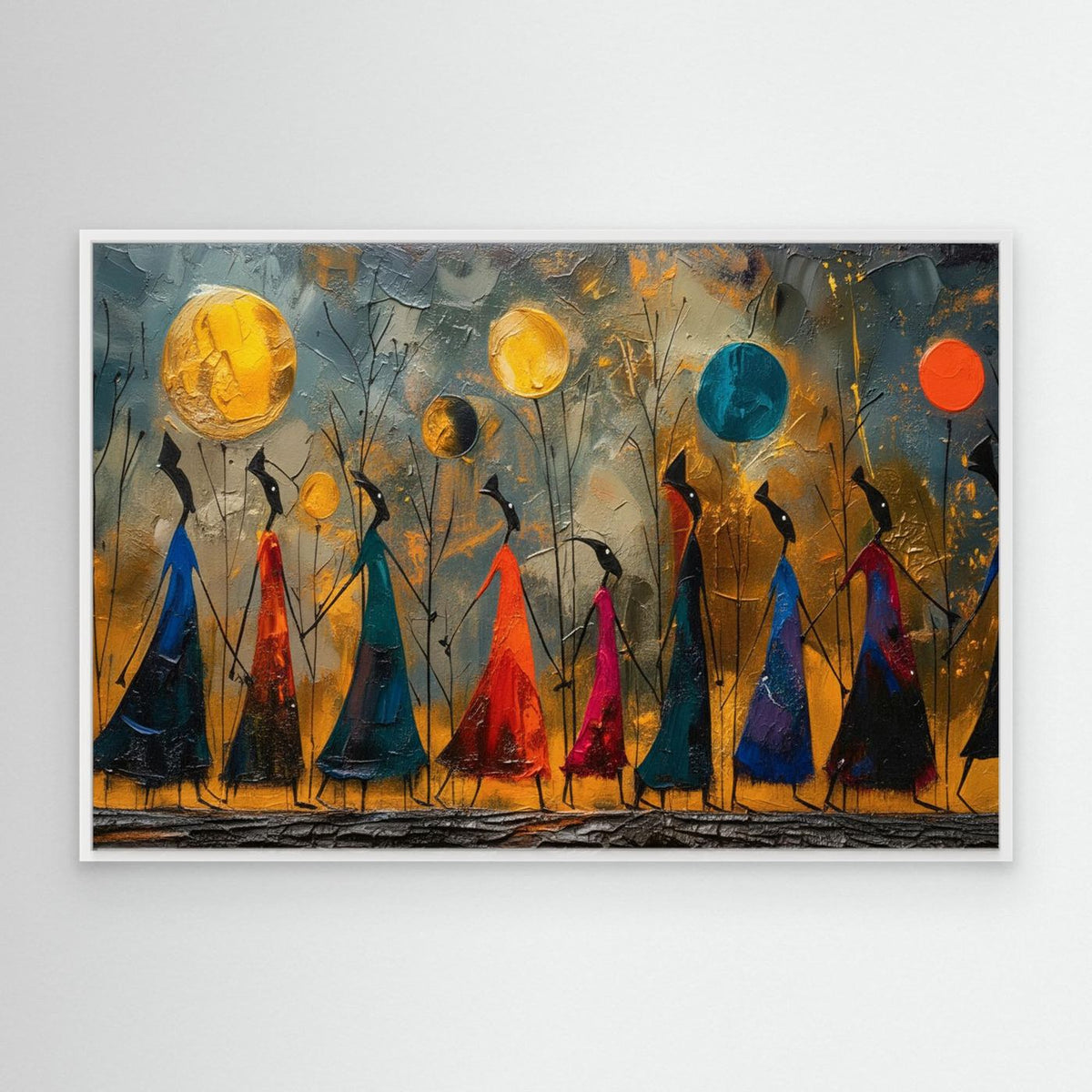 Stylized Silhouettes Tribal African Canvas Art