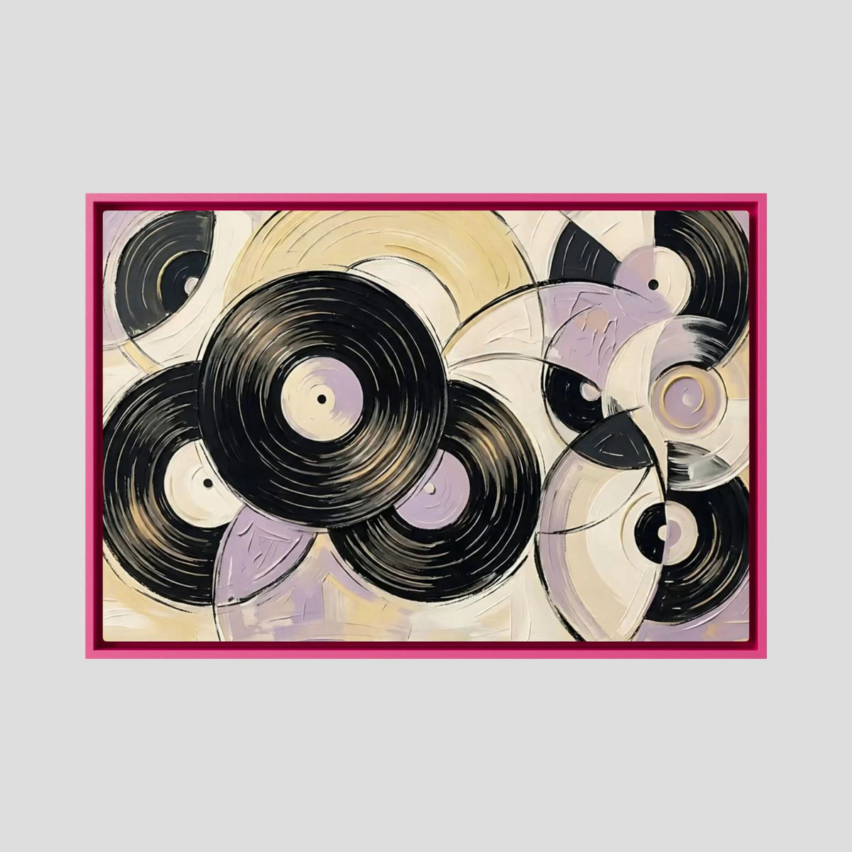Vinyl purest yellow & mauve canvas wall art