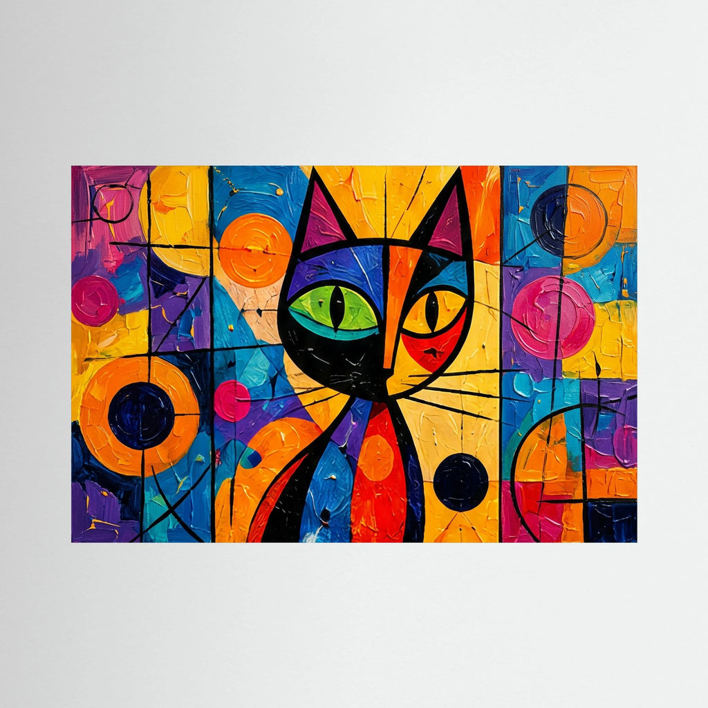 Stained Glass Whisker - Modern Abstract Picasso style Cat Canvas Wall Art - Copy