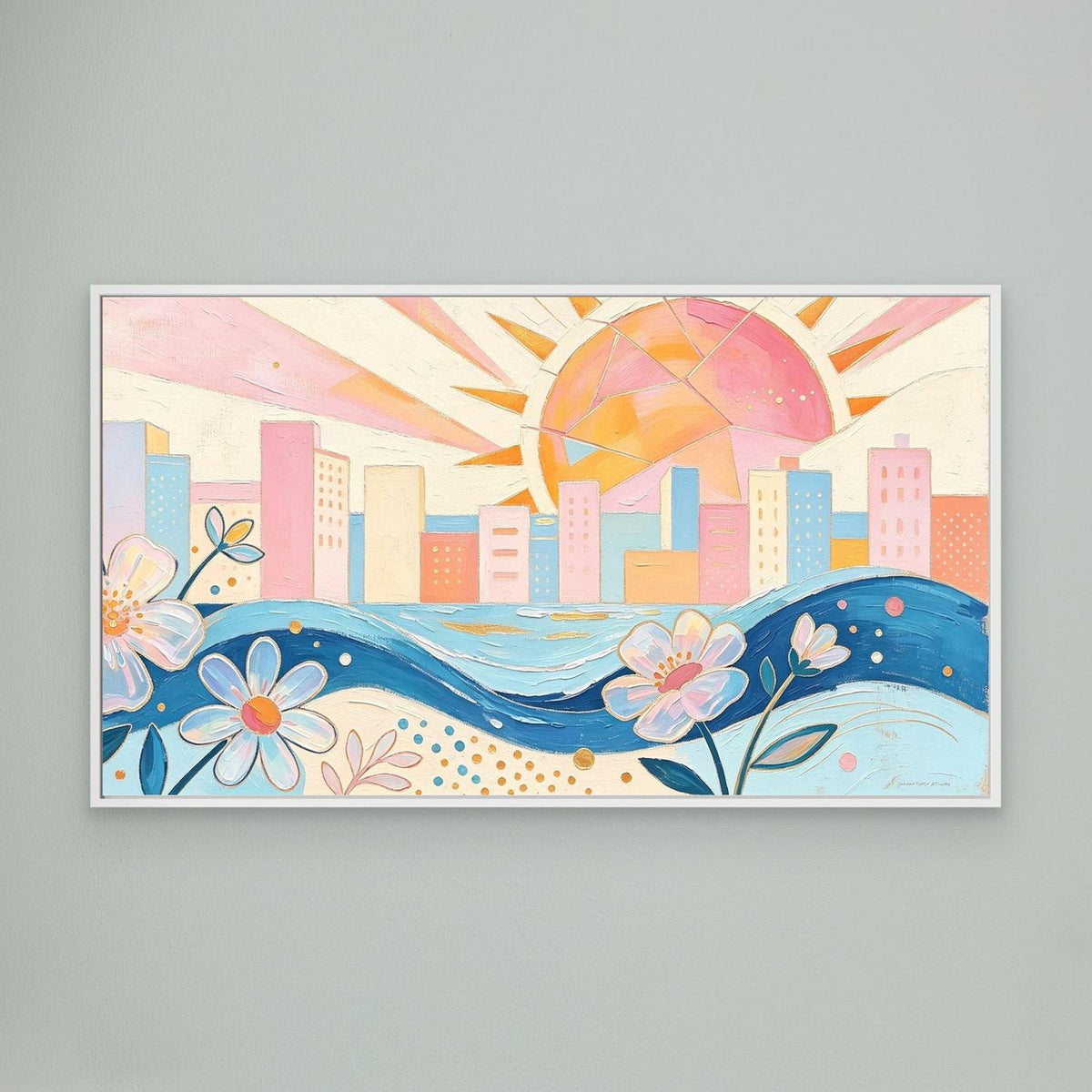 Pastel Azure Petals Canvas Wall Art