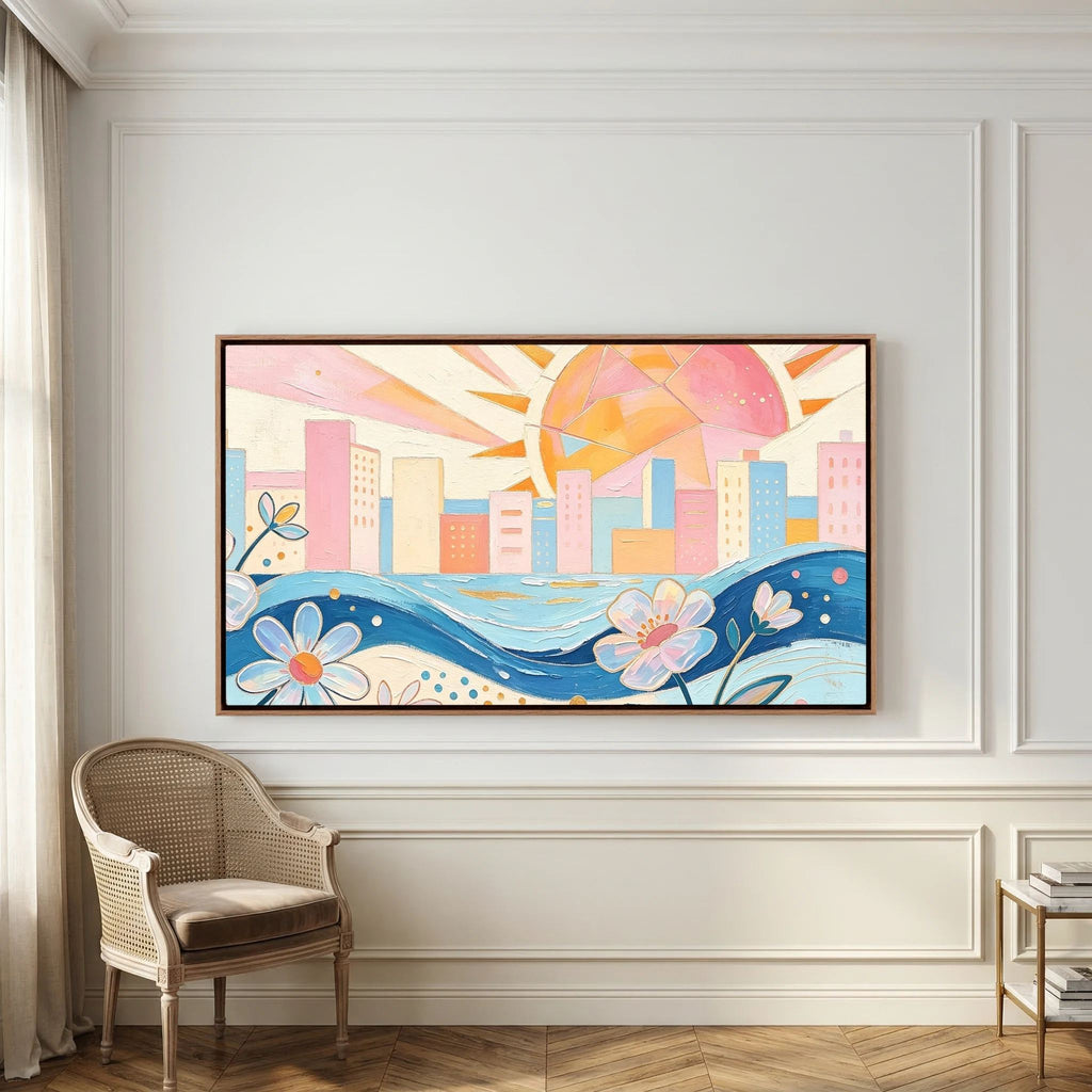 Pastel Azure Petals Canvas Wall Art