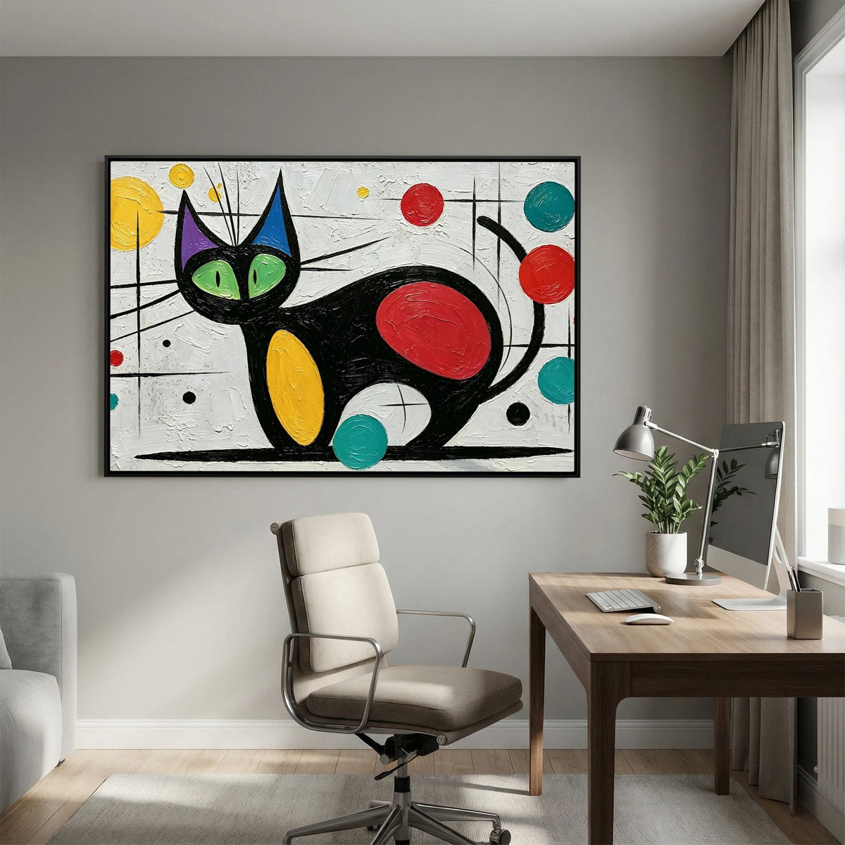 Atomic Feline Red/Yellow Canvas wall Art