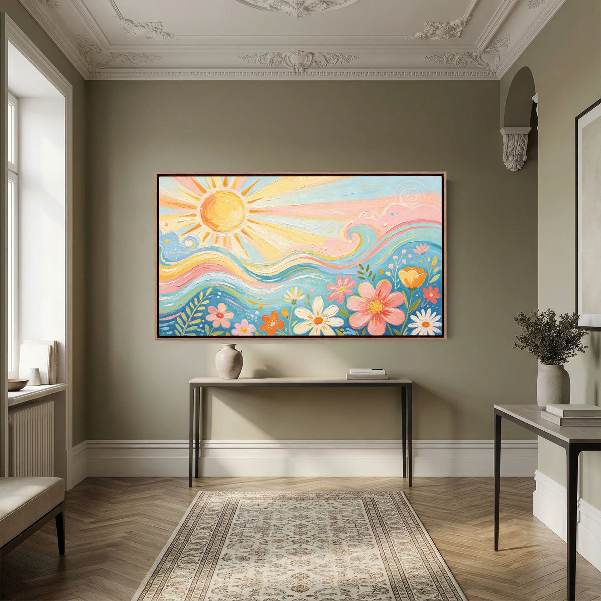 Azure Breeze & Petals Canvas Wall Art