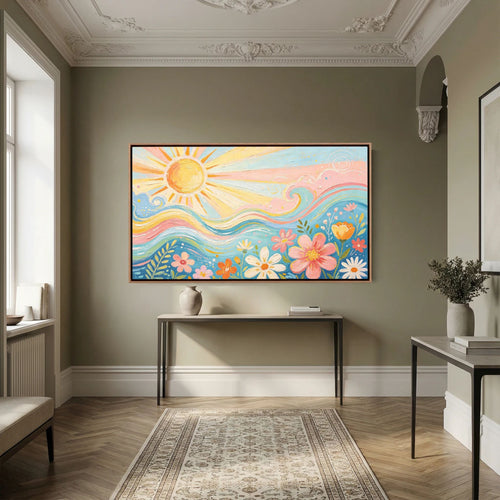 Azure Breeze & Petals Canvas Wall Art