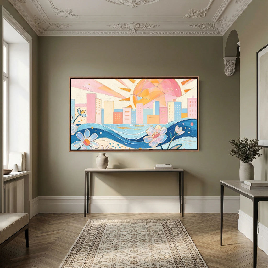 Pastel Azure Petals Canvas Wall Art