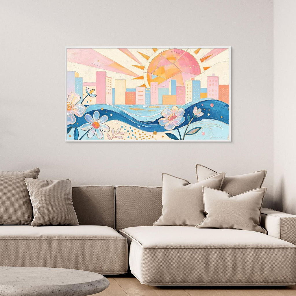 Pastel Azure Petals Canvas Wall Art