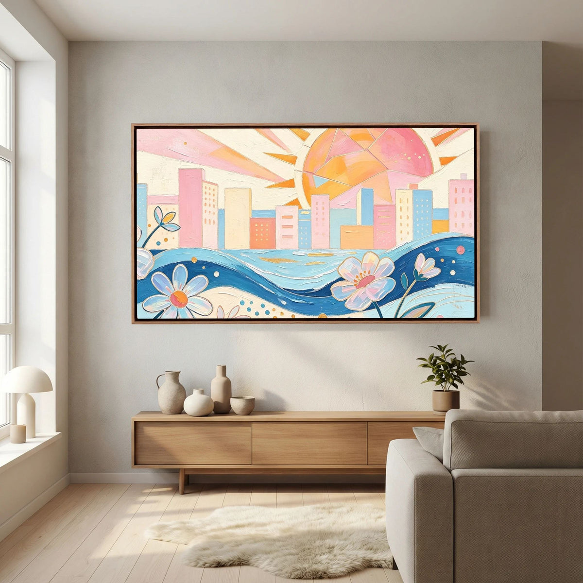 Pastel Azure Petals Canvas Wall Art