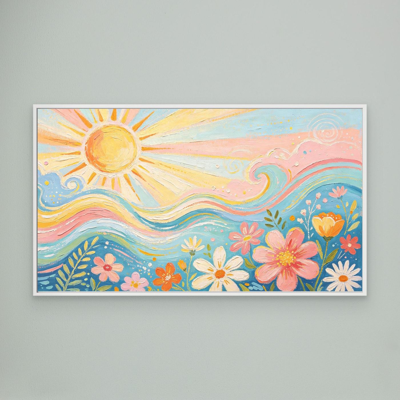 Azure Breeze & Petals Canvas Wall Art