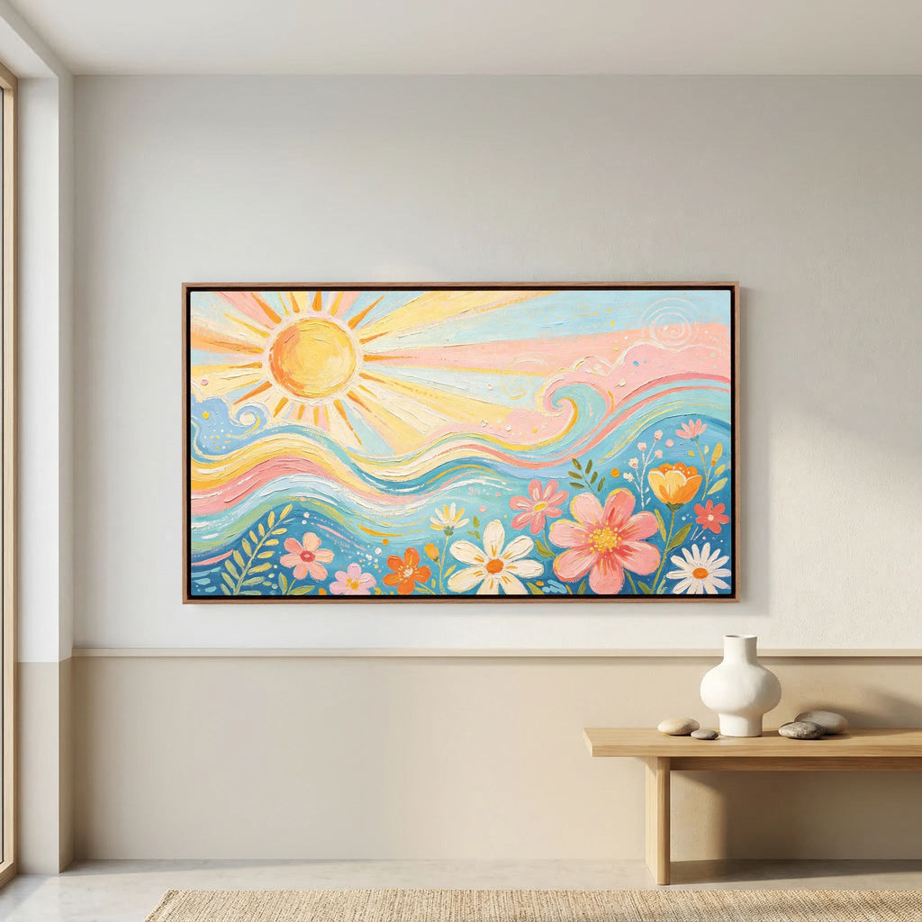Azure Breeze & Petals Canvas Wall Art
