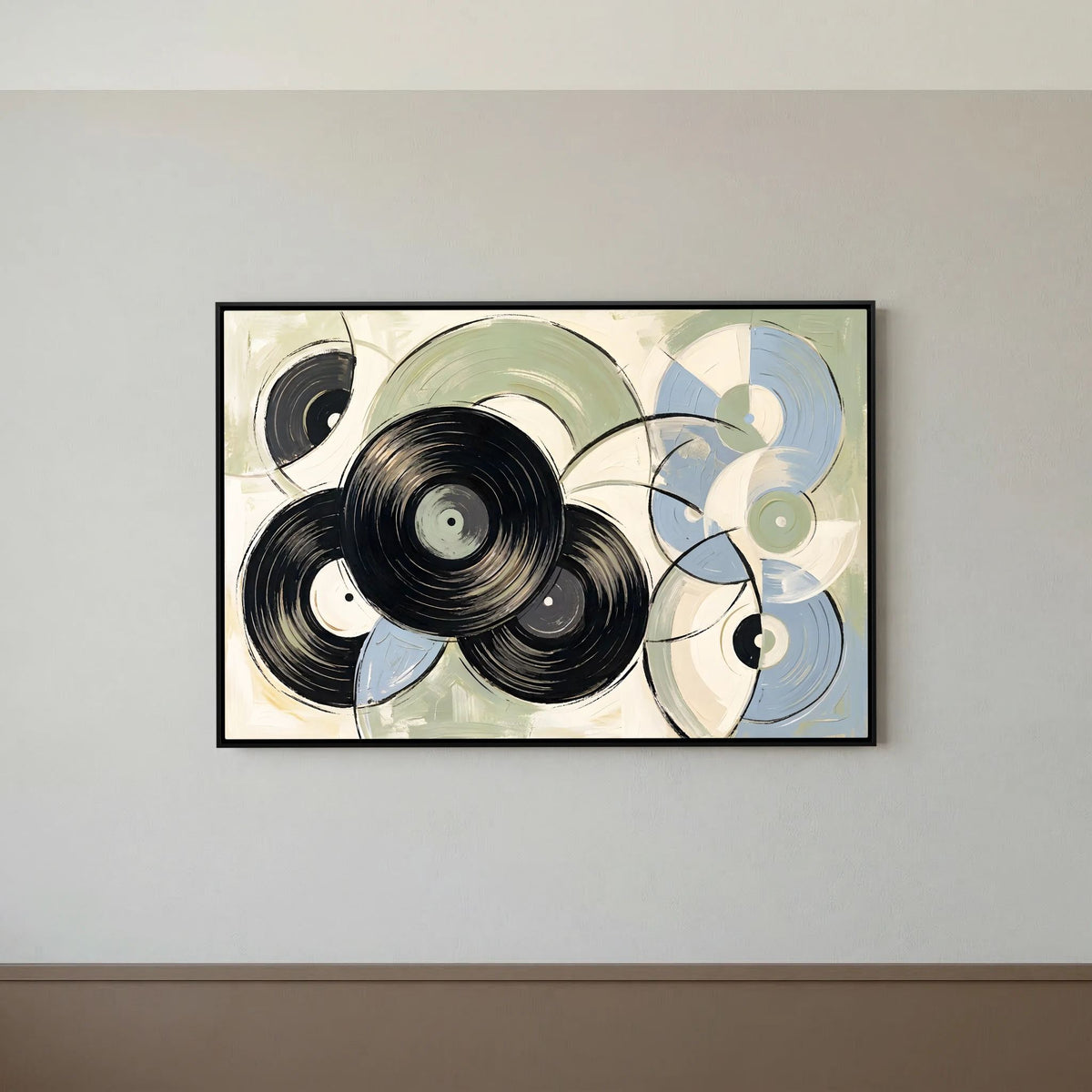 Vinyl Purest Blue & Sage Vinyl Record canvas Wall Art ( usa )
