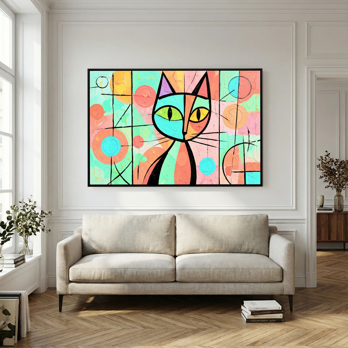 Stained Glass whiskers' 2 - Modern Abstract Picasso Style Canvas Art - Copy