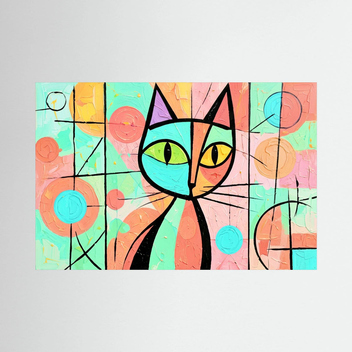 Stained Glass whiskers' 2 - Modern Abstract Picasso Style Canvas Art - Copy