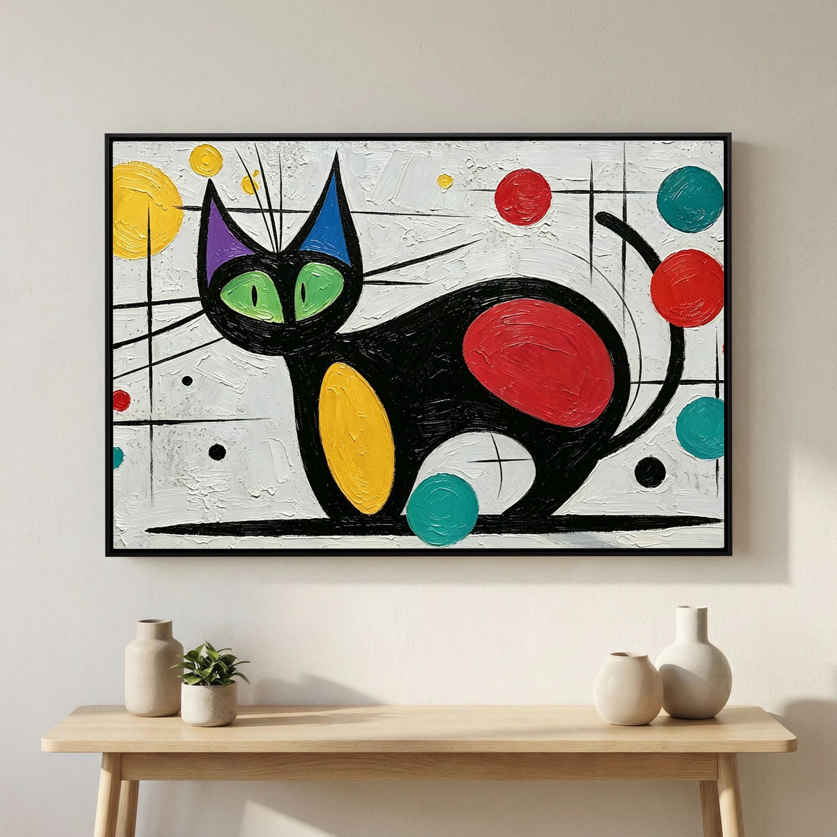 Atomic Feline Red/Yellow Canvas wall Art