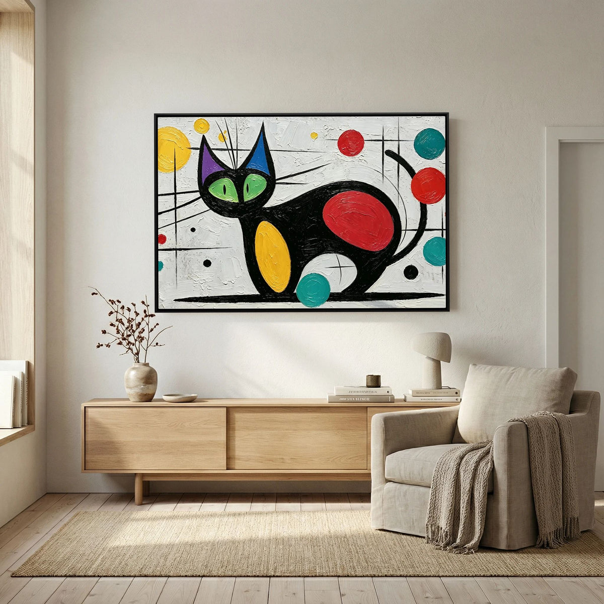 Atomic Feline Red/Yellow Canvas wall Art