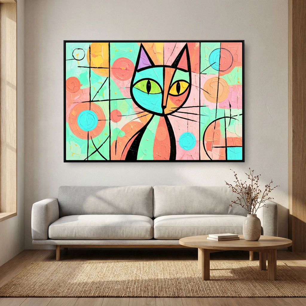Stained Glass whiskers' 2 - Modern Abstract Picasso Style Canvas Art - Copy