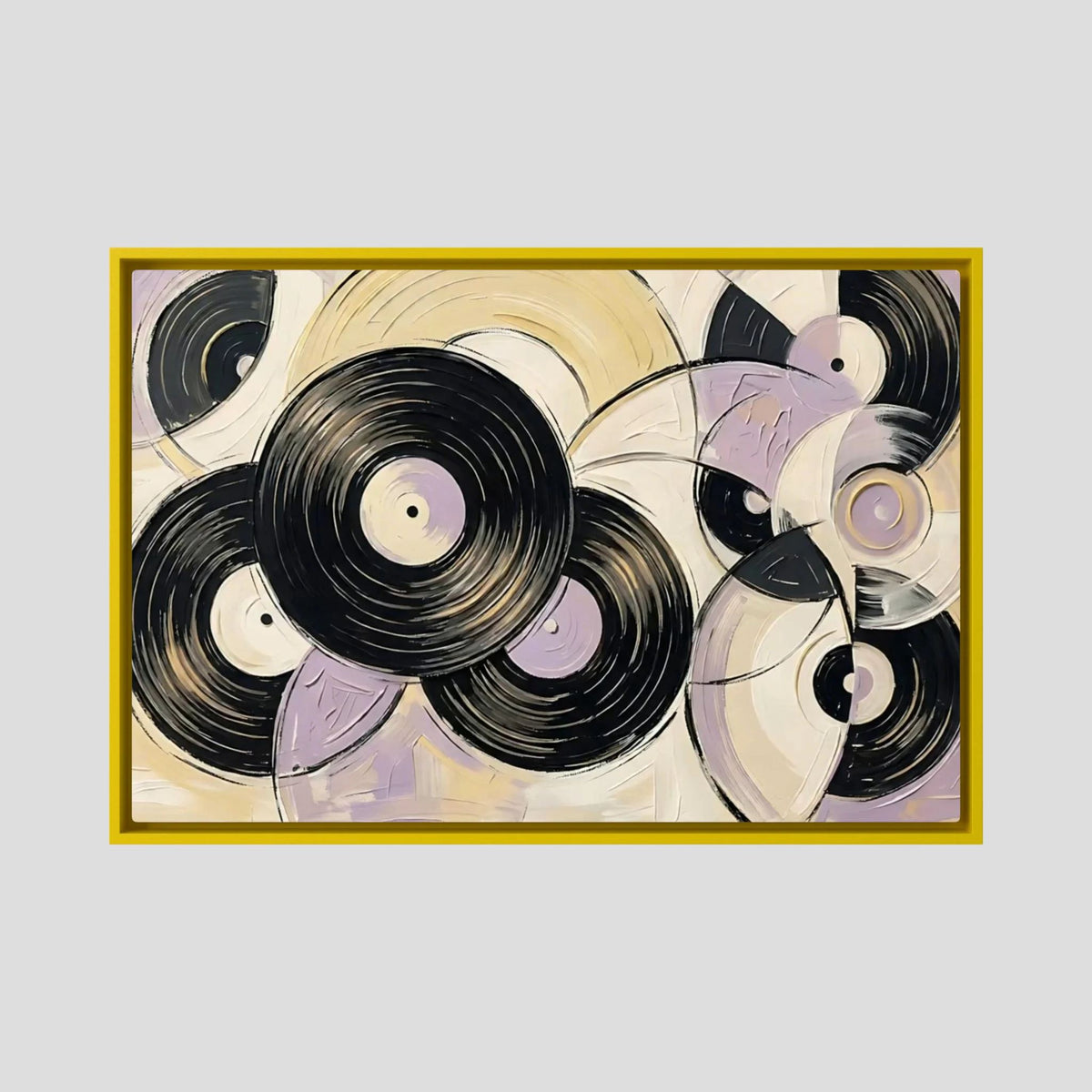 Vinyl purest yellow & mauve canvas wall art