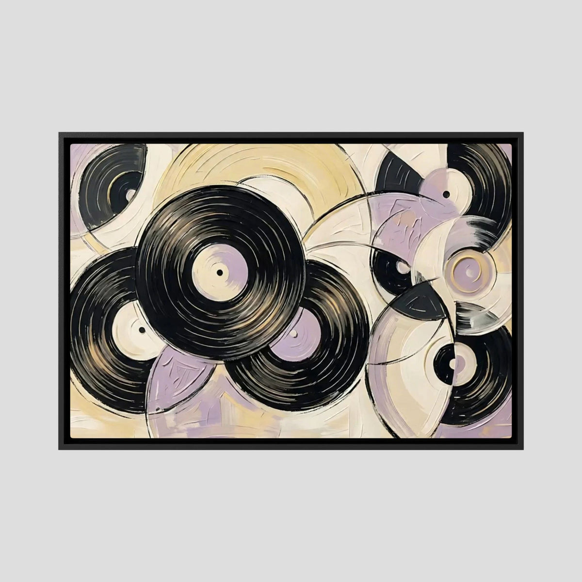 Vinyl purest yellow & mauve canvas wall art