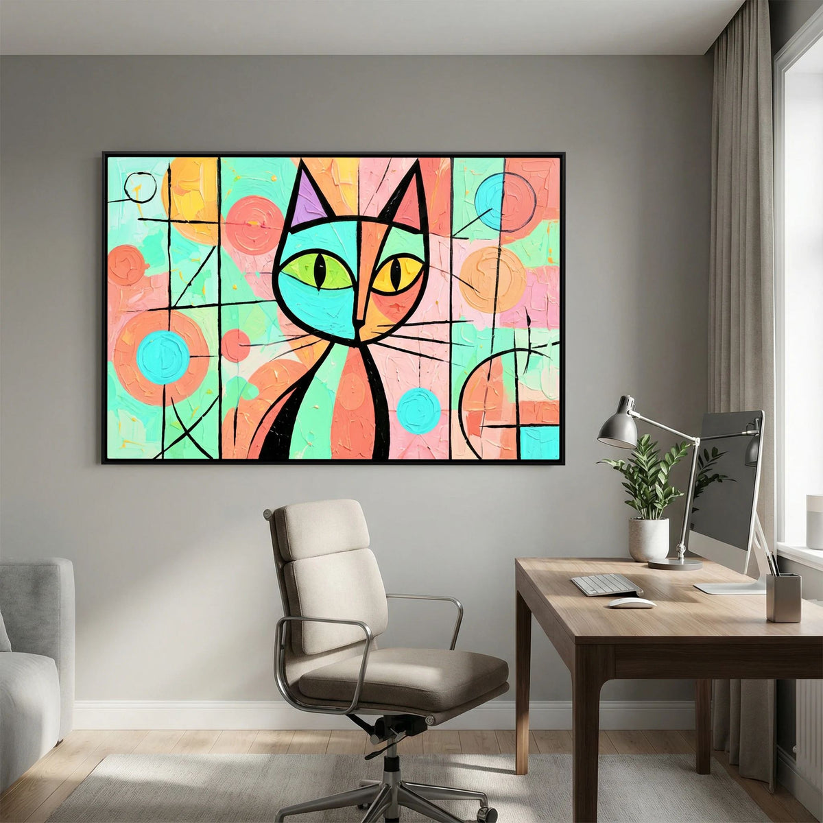 Stained Glass whiskers' 2 - Modern Abstract Picasso Style Canvas Art - Copy