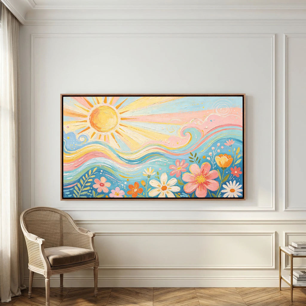 Azure Breeze & Petals Canvas Wall Art