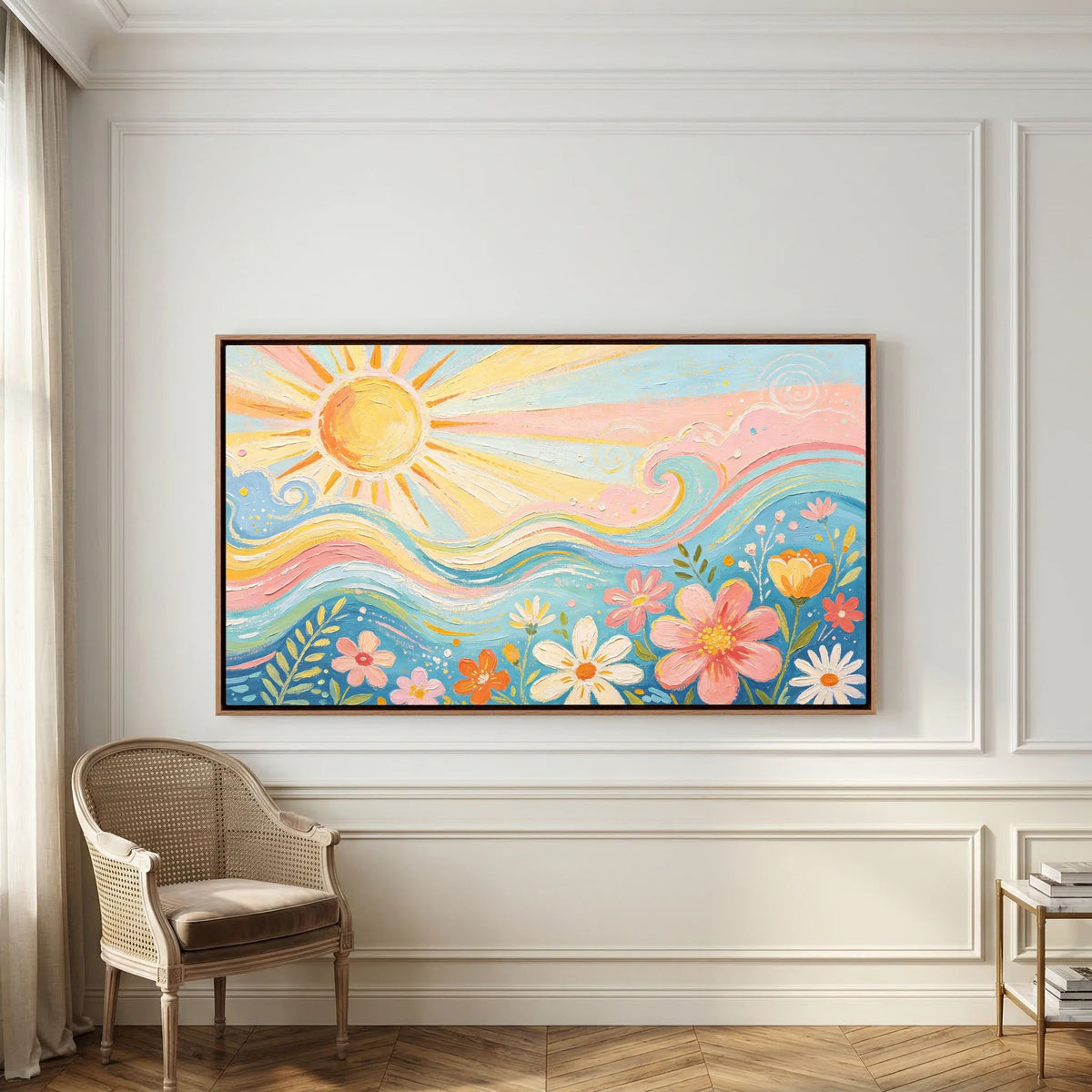 Azure Breeze & Petals Canvas Wall Art