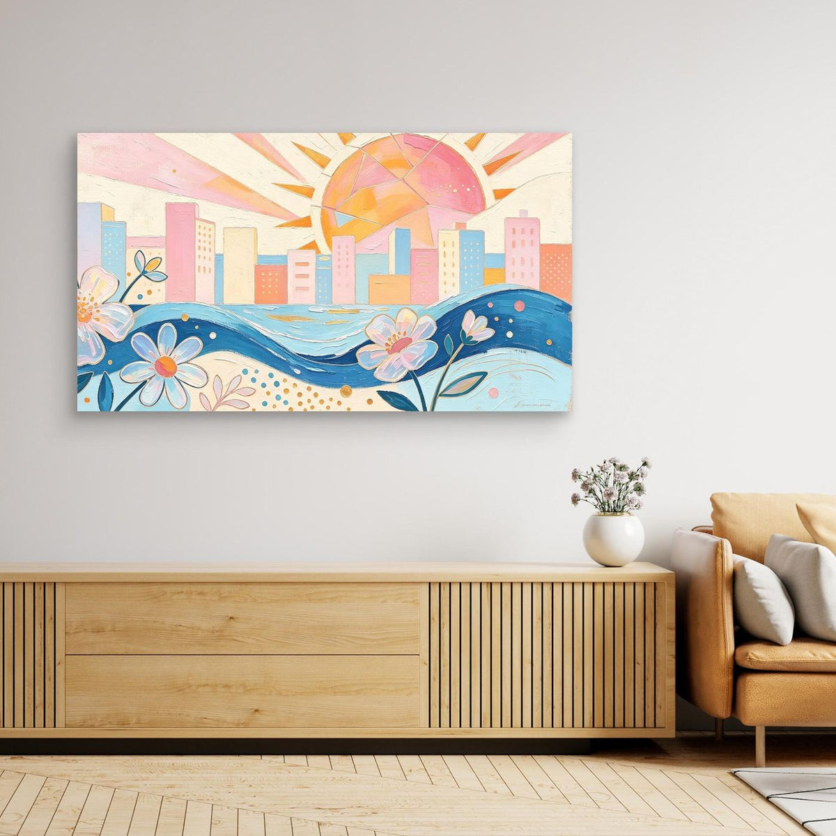 Pastel Azure Petals Canvas Wall Art