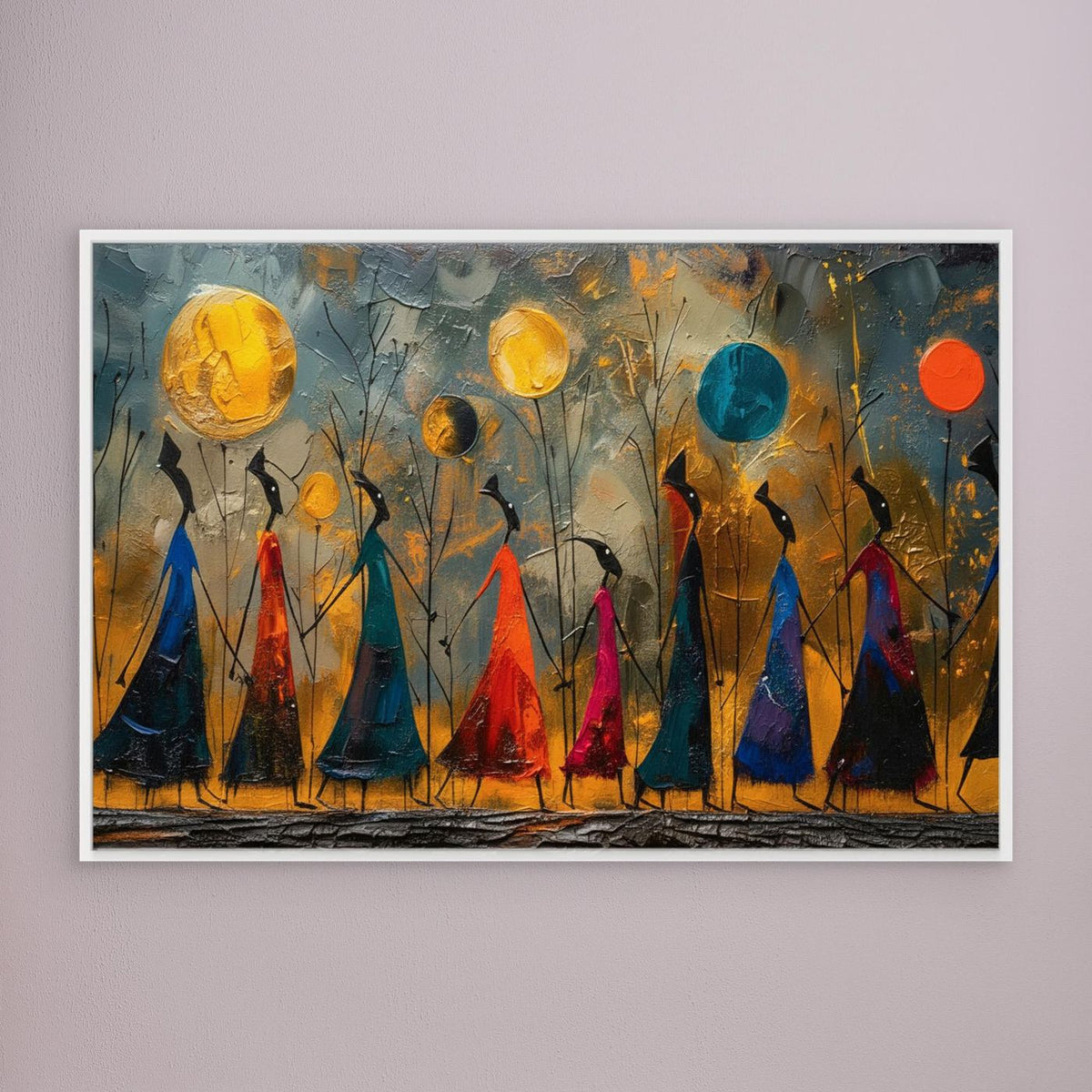 Stylized Silhouettes Tribal African Canvas Art