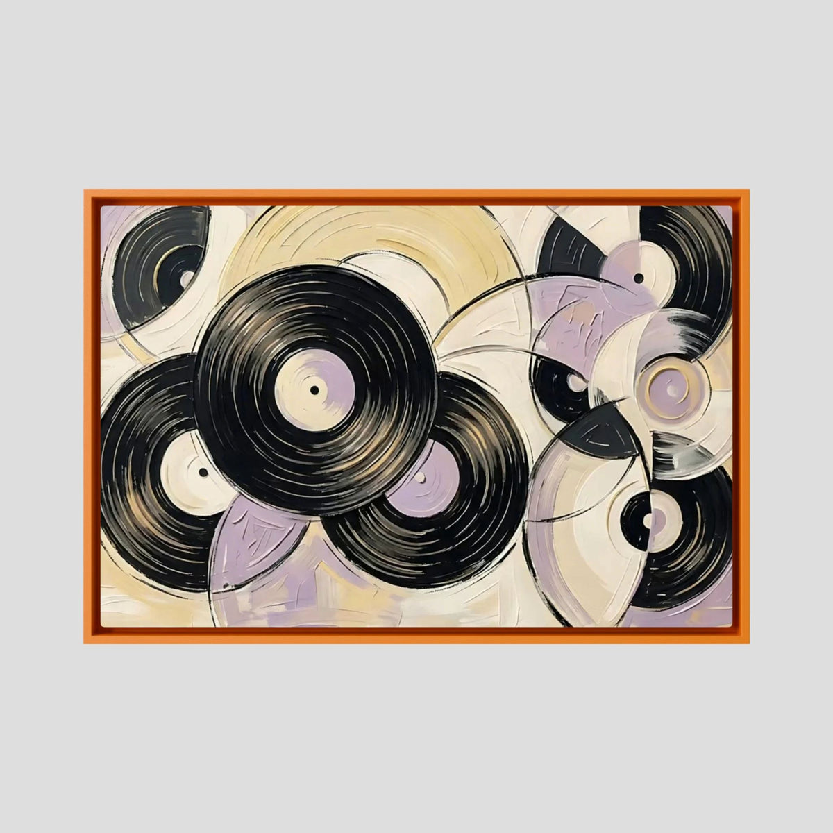 Vinyl purest yellow & mauve canvas wall art
