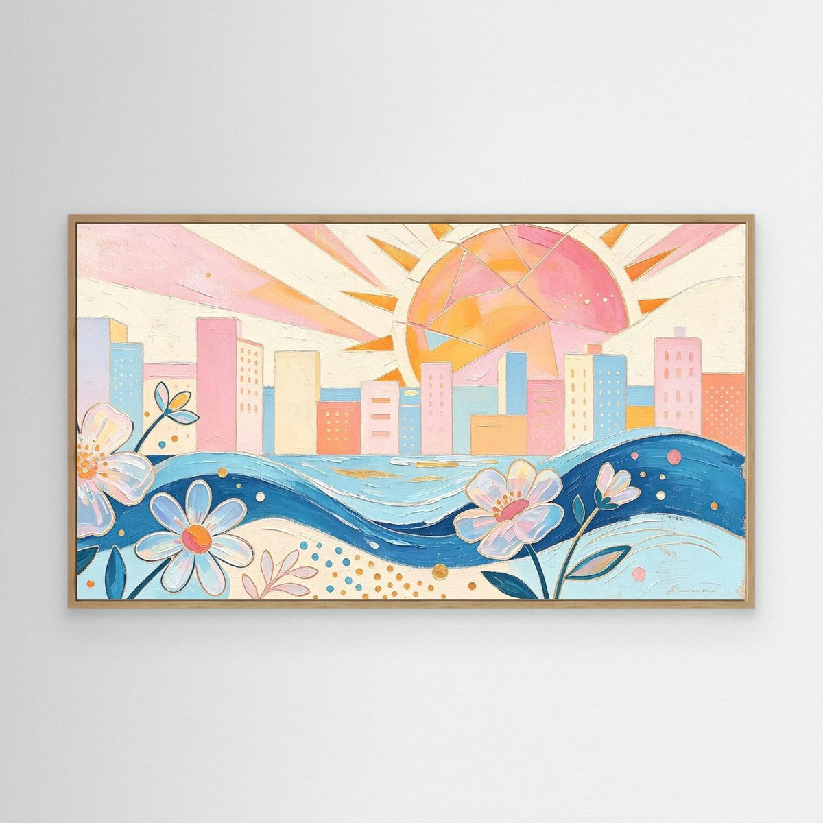 Pastel Azure Petals Canvas Wall Art