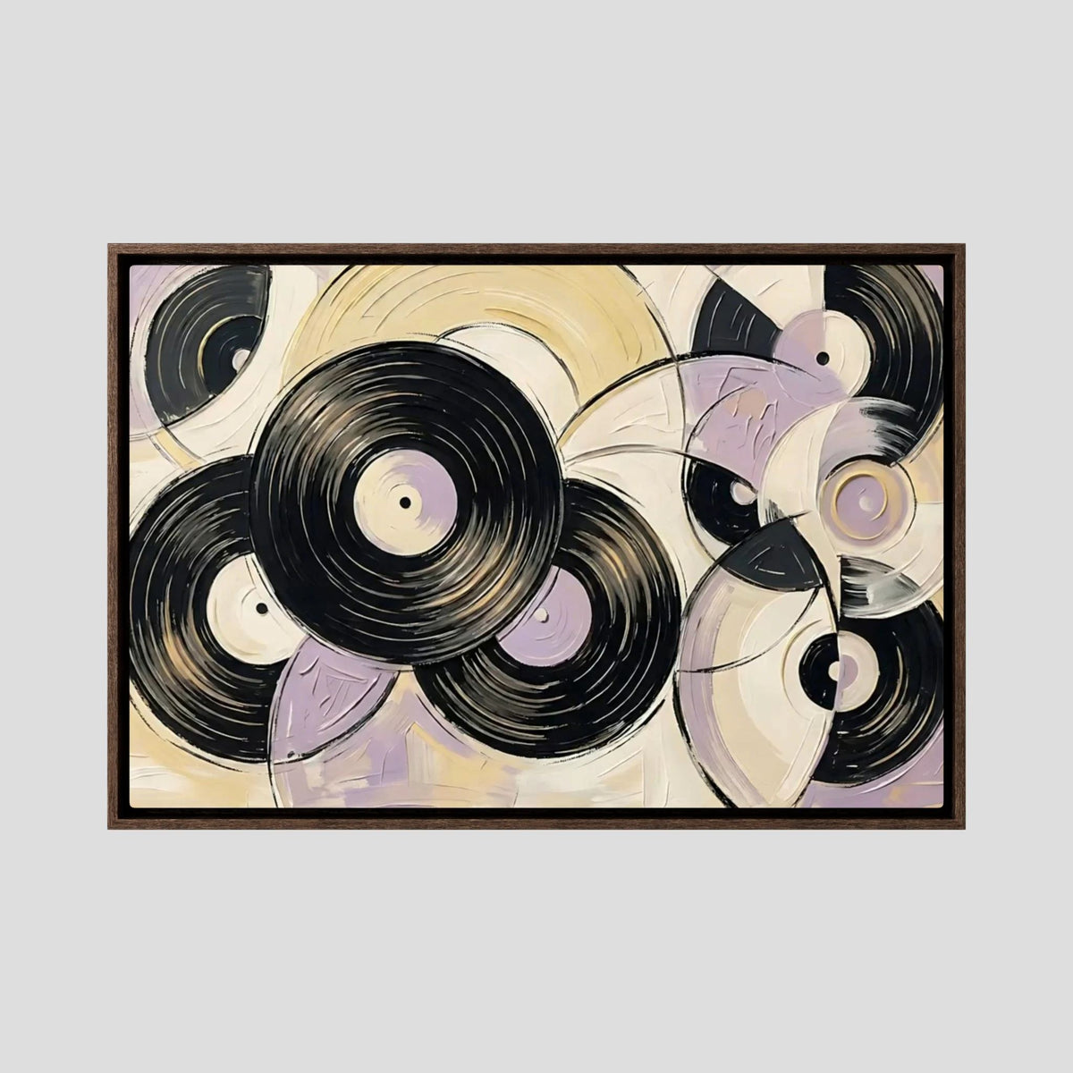 Vinyl purest yellow & mauve canvas wall art