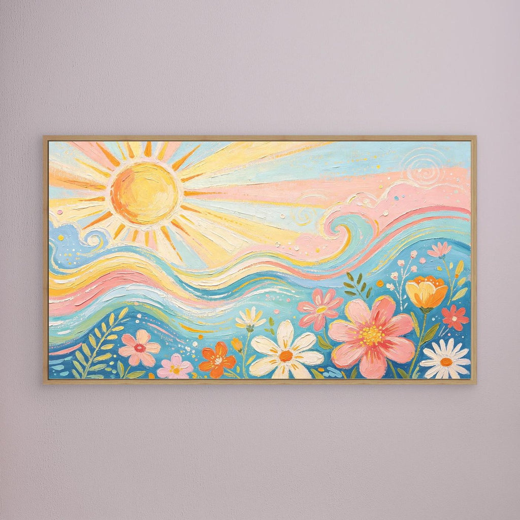Azure Breeze & Petals Canvas Wall Art