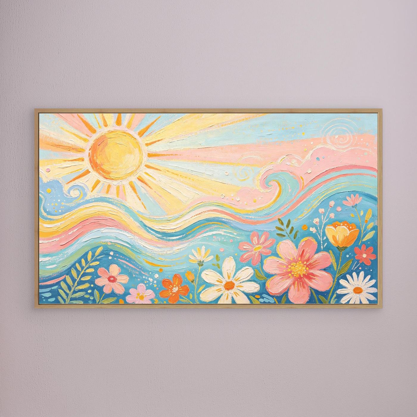 Azure Breeze & Petals Canvas Wall Art