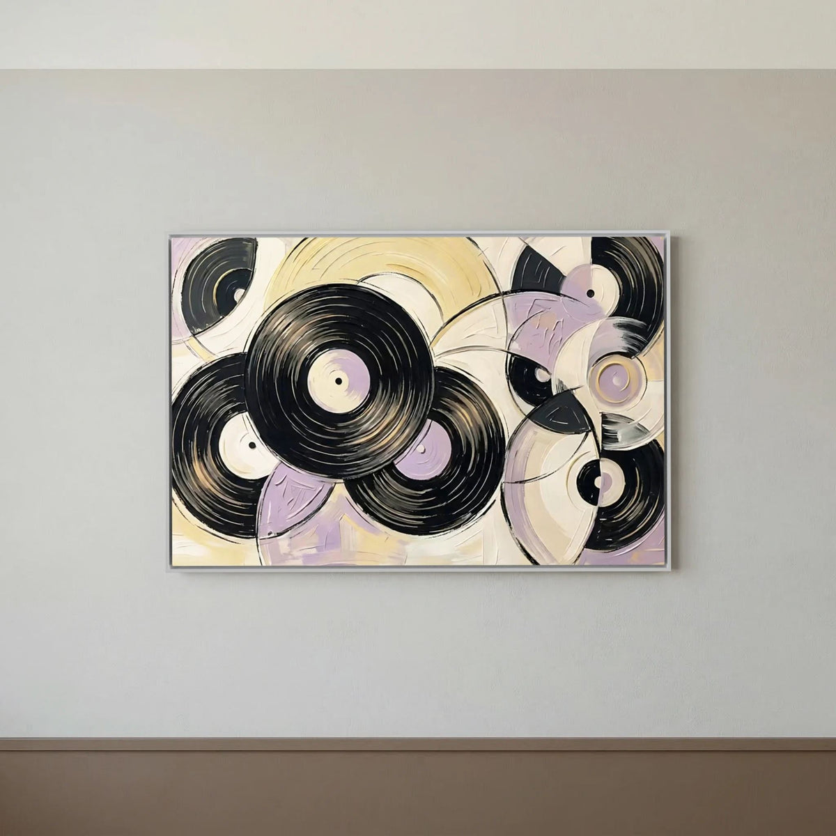 Vinyl purest yellow & mauve canvas wall art