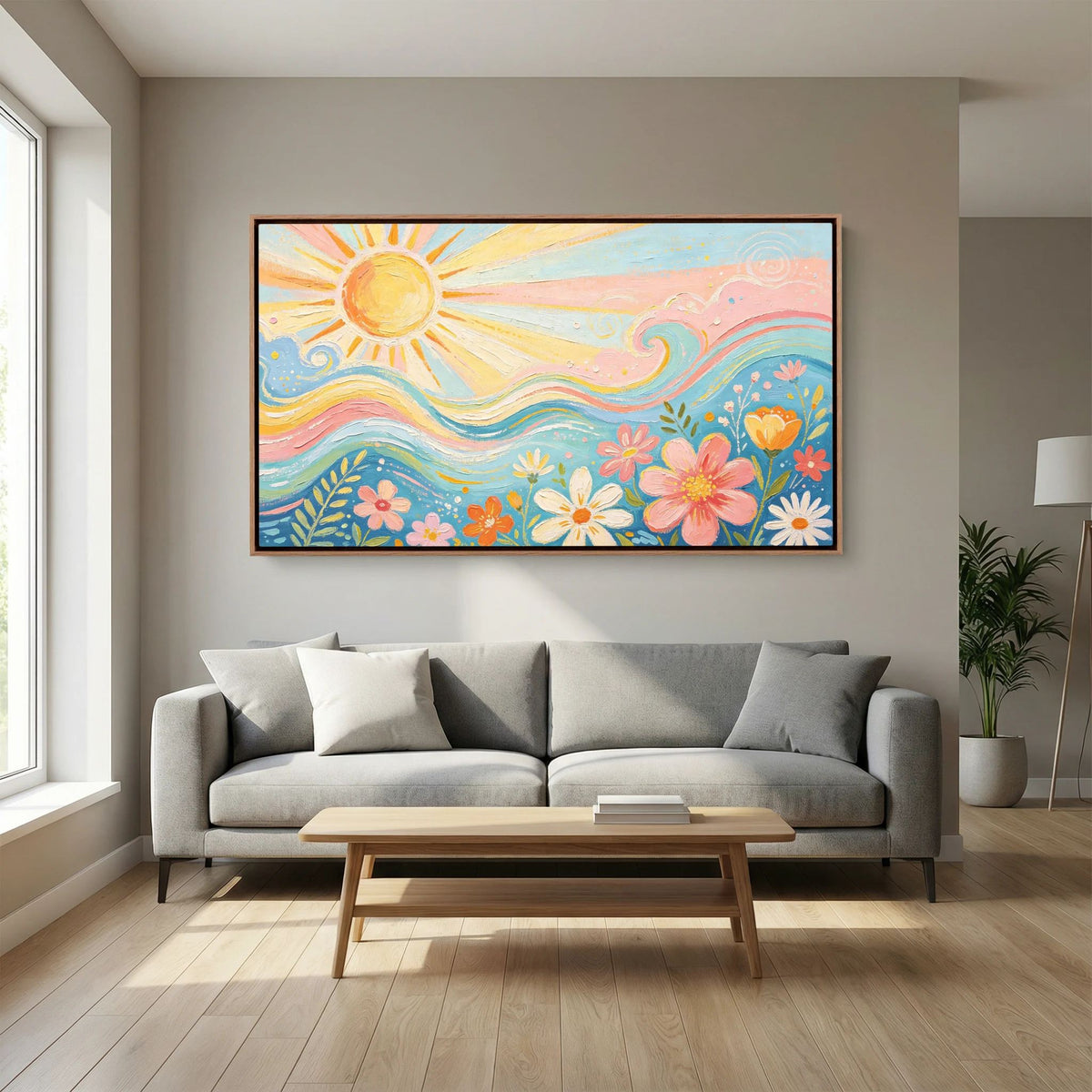 Azure Breeze & Petals Canvas Wall Art