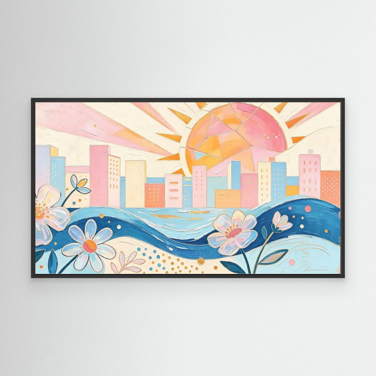 Pastel Azure Petals Canvas Wall Art