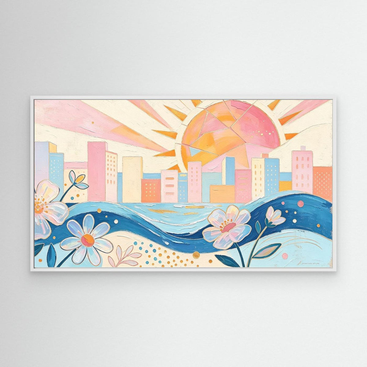 Pastel Azure Petals Canvas Wall Art