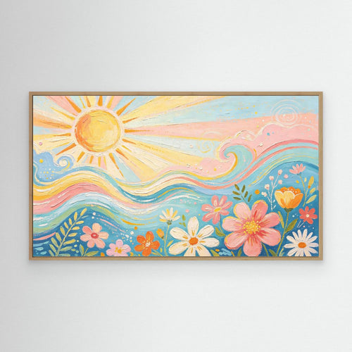 Azure Breeze & Petals Canvas Wall Art