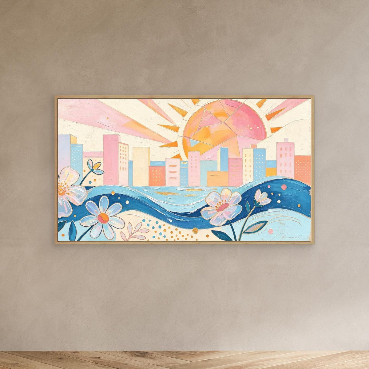 Pastel Azure Petals Canvas Wall Art