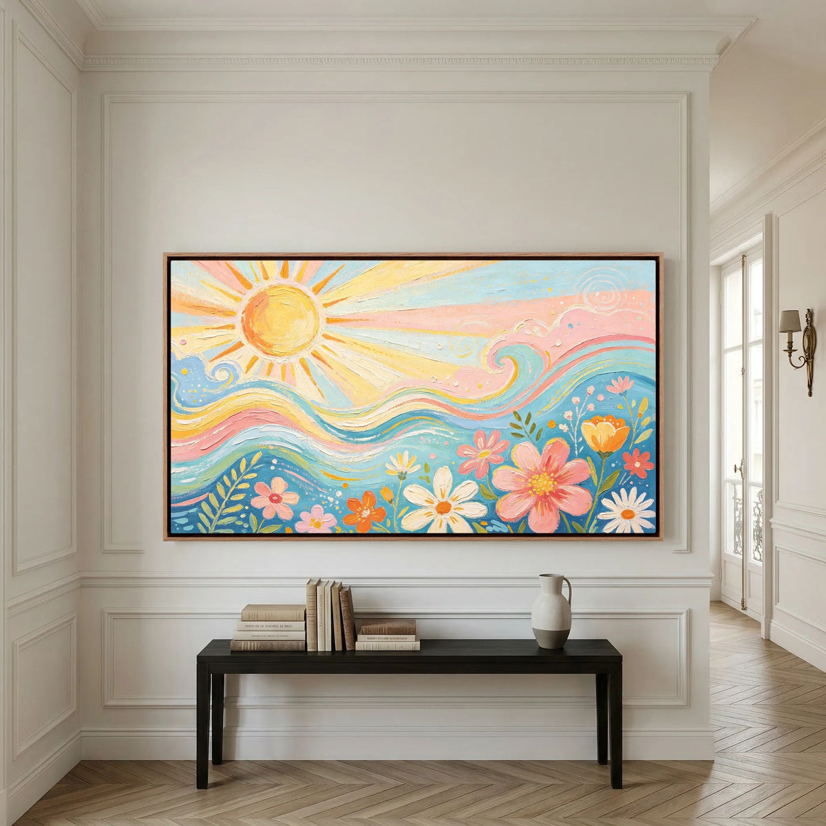 Azure Breeze & Petals Canvas Wall Art