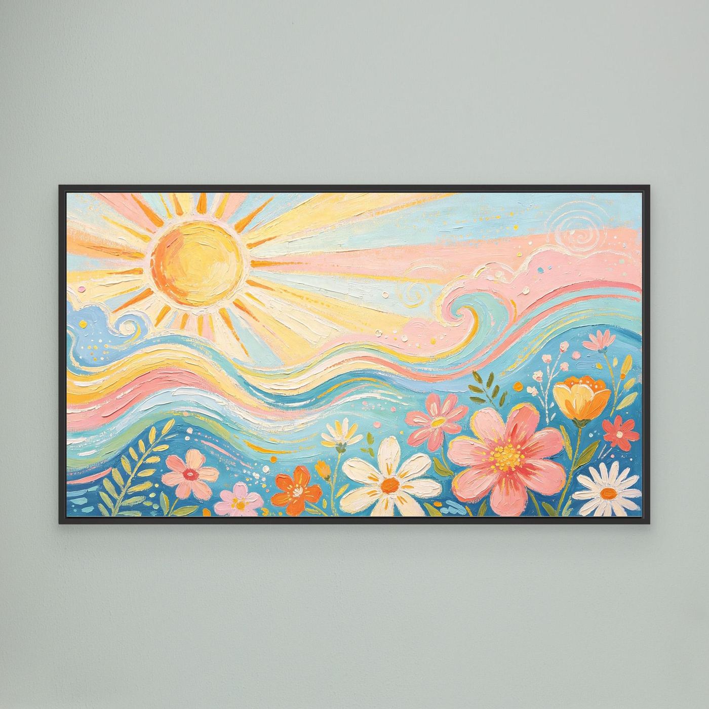 Azure Breeze & Petals Canvas Wall Art