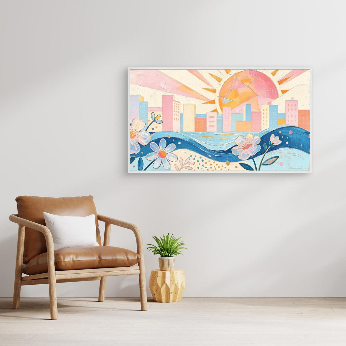 Pastel Azure Petals Canvas Wall Art