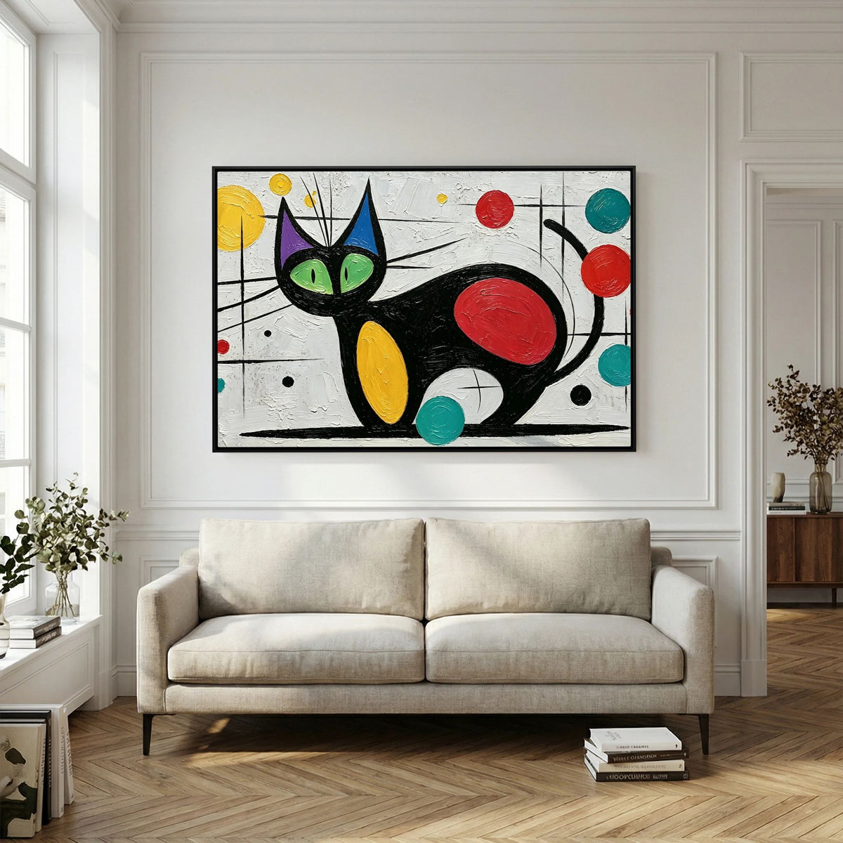 Atomic Feline Red/Yellow Canvas wall Art